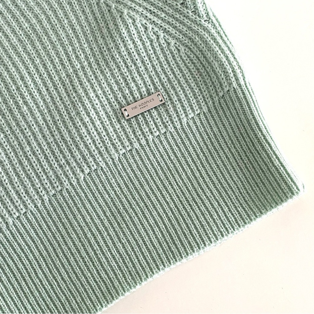 The Kooples Merino Wool Ribbed Knit Sweater in Mint Green - Picture 7 of 12